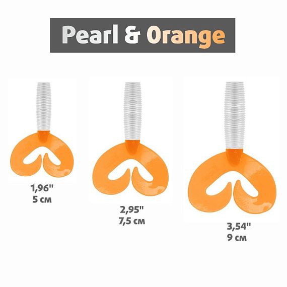 Твистер Credo Double Tail 2,95&#39;/7,5 см Pearl &amp; Orange 7шт. (HS-12-019) Helios