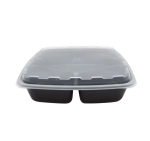 Контейнер 1400мл с крышкой квадратный 3-секц Черный, 100шт/кор