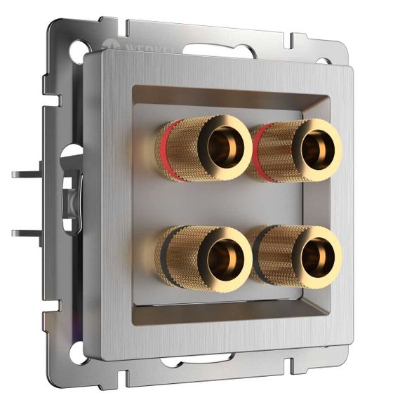 Акустическая розетка Werkel х4 серебряная рифленая WL09-AUDIOx4 4690389085024