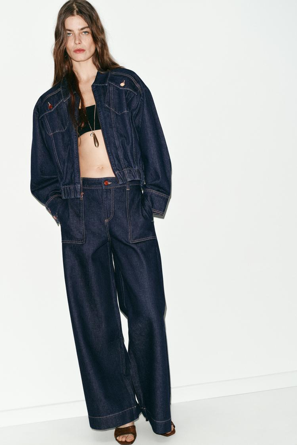 ZARA ДЖИНСЫ Z1975 WIDE LEG СО СРЕДНЕЙ ПОСАДКОЙ, СИНИЙ