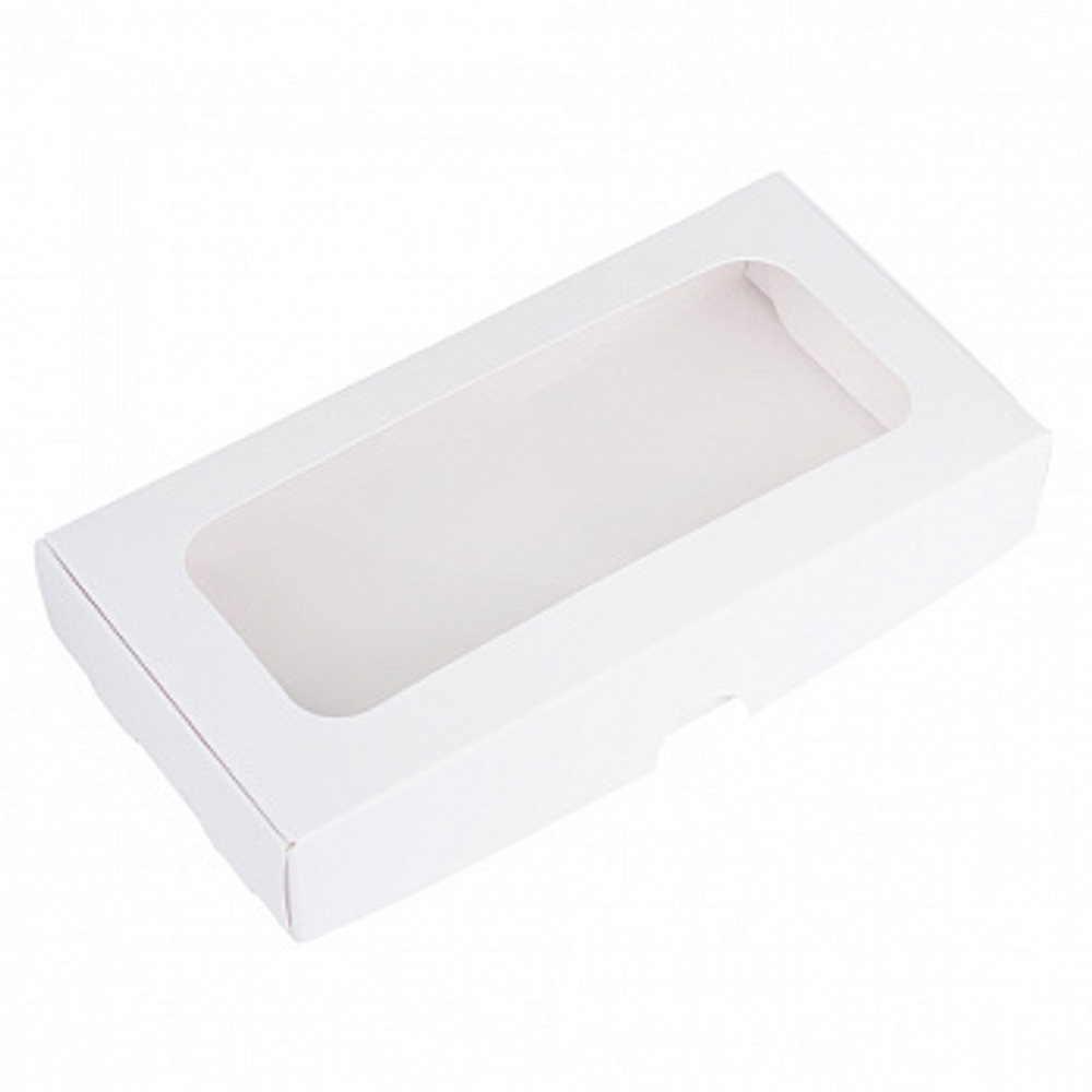 Коробка под дубайский шоколад белая с окном 16*8*2,7 см