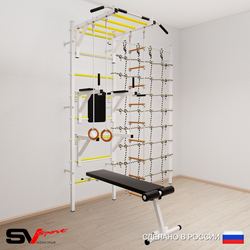 Шведская стенка Sv Sport 5680 (Турник рукоход/Брусья/Стойка/Скамья/Кольца/Лестница/Канатный лаз)