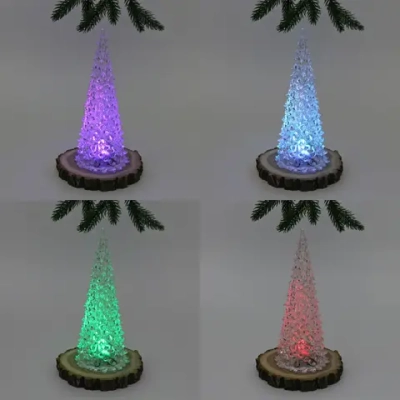 Сувенир с подсветкой «Кристальная ёлочка» 9,3*23 см (на батарейках 3 AAA)