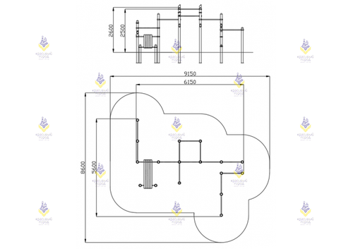 Воркаут «10 турников, шведская стенка, кольца, брусья и скамья для пресса»