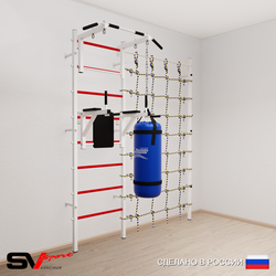 Шведская стенка Sv Sport усиленная 60310 (Турник стандарт/Брусья/Цепь/Мешок 15кг/Канатный лаз)