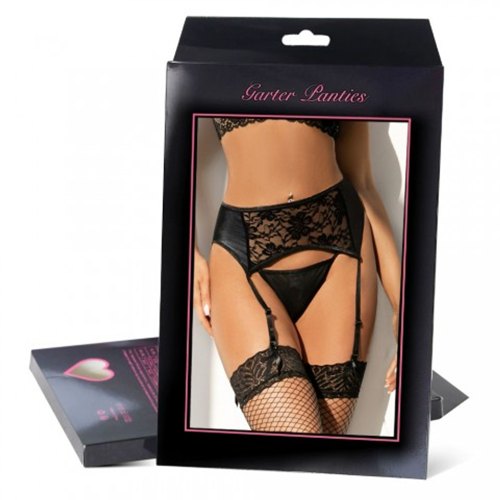 Пояс для чулок с кружевной вставкой Sensual черный (S)