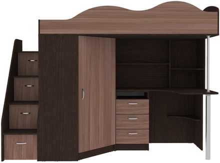 Кровать-чердак КарИВи Пионер Венге Бодего Темный