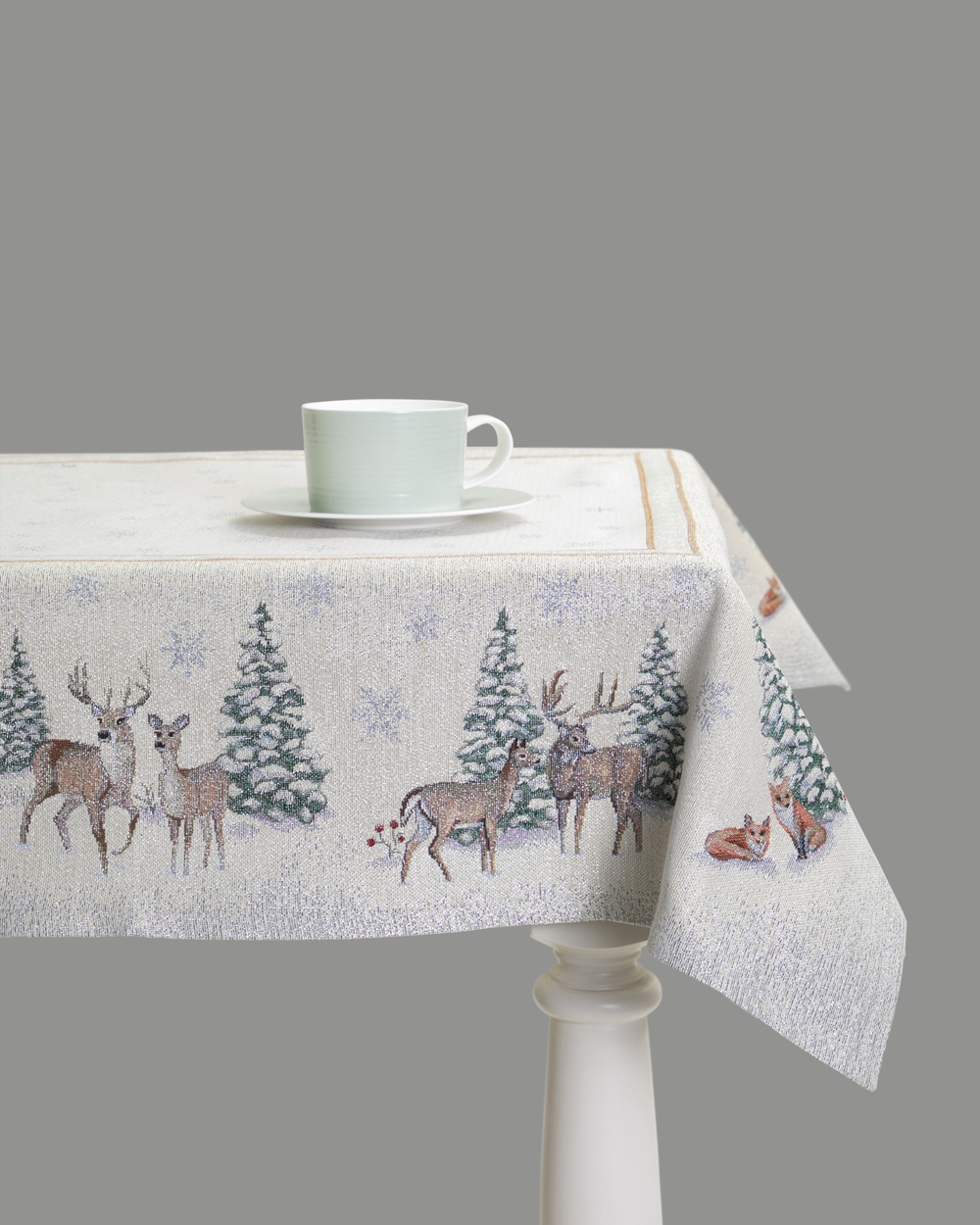 Скатерть-наперон 100х100см Mix&Match Home Бэмби бежевая