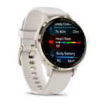 Часы Garmin Venu 3s цвета слоновой кости с золотистым безелем, 010-02785-04