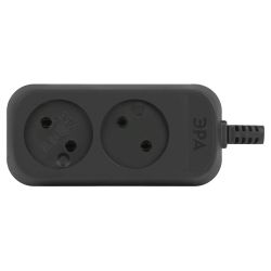 Колодка ЭРА KX-2-B 2 розетки без зазeмления черная | Колодки