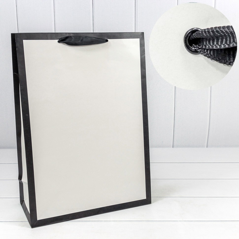 Пакет подарочный 32х45х15см Премиум "Рамка широкая" (Белый, Черный)