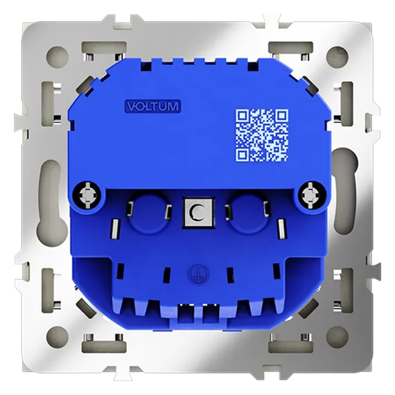 Розетка встраиваемая VOLTUM S70 с заземлением и защитными шторками, 16А, с USB, A+A, (сталь)