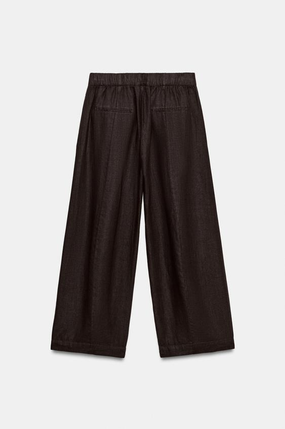 ZARA БРЮКИ BARREL ИЗ ЛЬНА — ZW COLLECTION, КОРИЧНЕВЫЙ