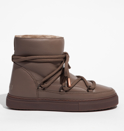 Высокие кожаные кеды INUIKII 75202-087 Sneaker Full Leather Taupe на меху