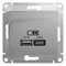 Розетка USB Glossa тип A+C 5В/2.4А 2х5В/1.2А механизм алюм. SE GSL000339