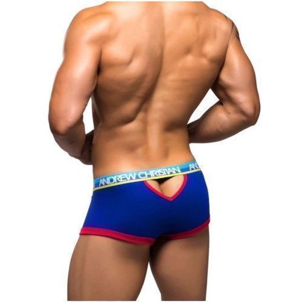 Мужские трусы боксеры синие Andrew Christian 9653 Werkin Boxer Show it  AC9653