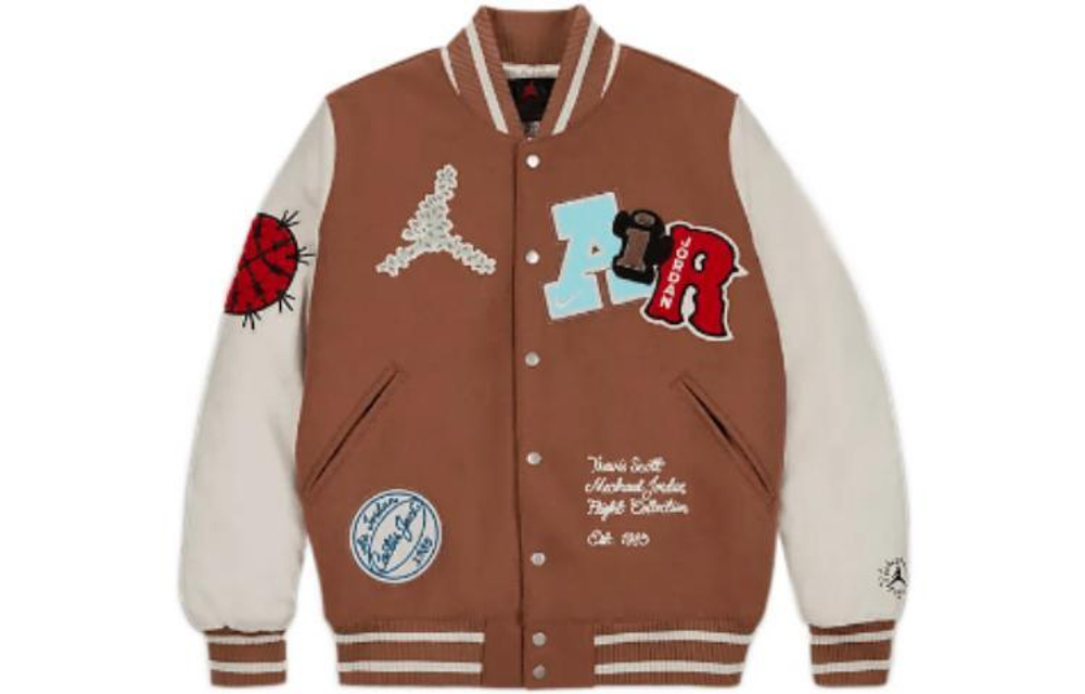 Jordan x Travis Scott Varsity Jacket Asia Sizing Antique Brown, DO4104-256