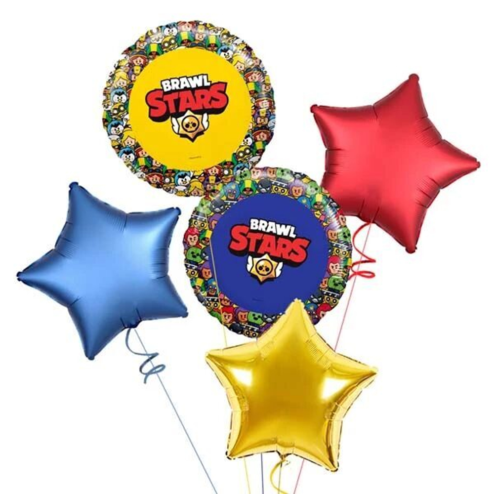 Композиция из шаров "Brawl Stars" звезды разноцветные