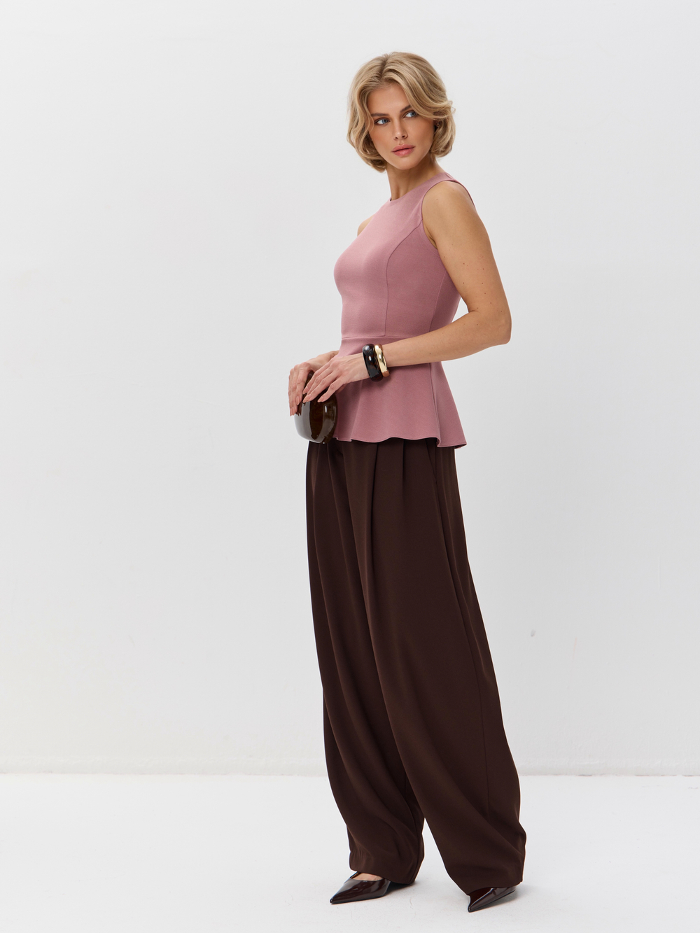 Вечерний топ-блузка с баской