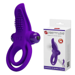 Фиолетовое силиконовое эрекционное кольцо 3см с вибрацией и подхватом мошонки Pretty Love BI-210203-1