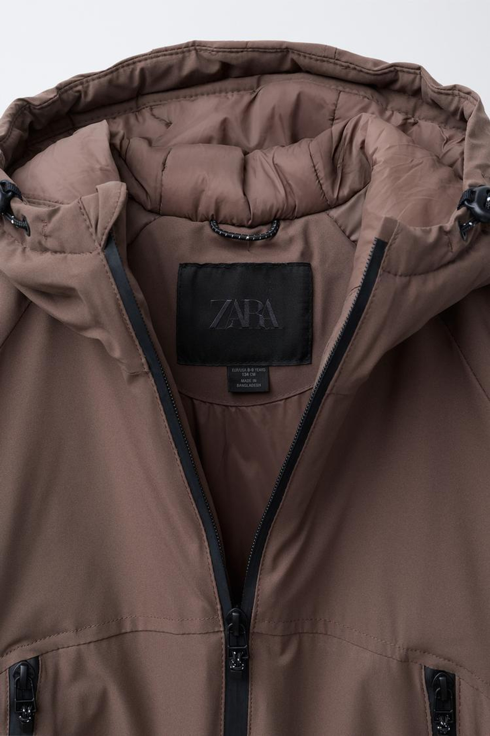 ZARA СТЕГАНАЯ КУРТКА НА МОЛНИИ, СЕРО-КОРИЧНЕВЫЙ