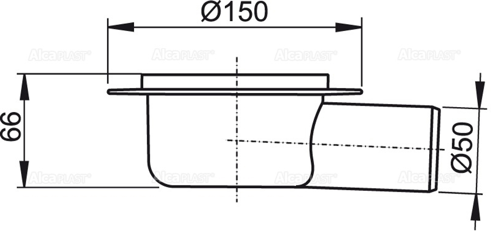 Сливной трап ?50, подводка – боковая AlcaPlast APV7000