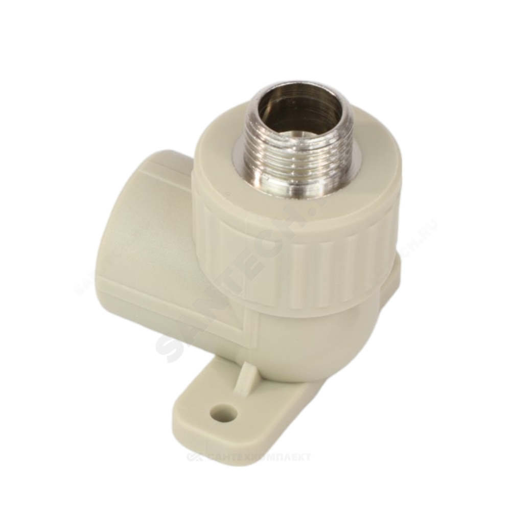 Угольник PP-R комбинированный серый Дн 25х1/2" НР с креплением VALFEX 10121025Г