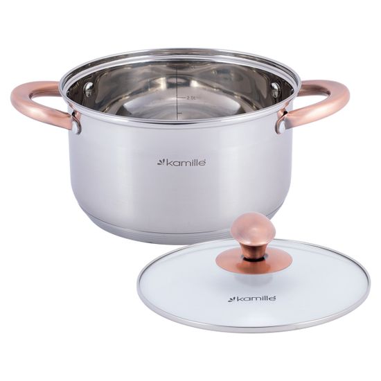 Кастрюля 3 л. из нержавеющей стали Kamille KM 4932 с медными ручками