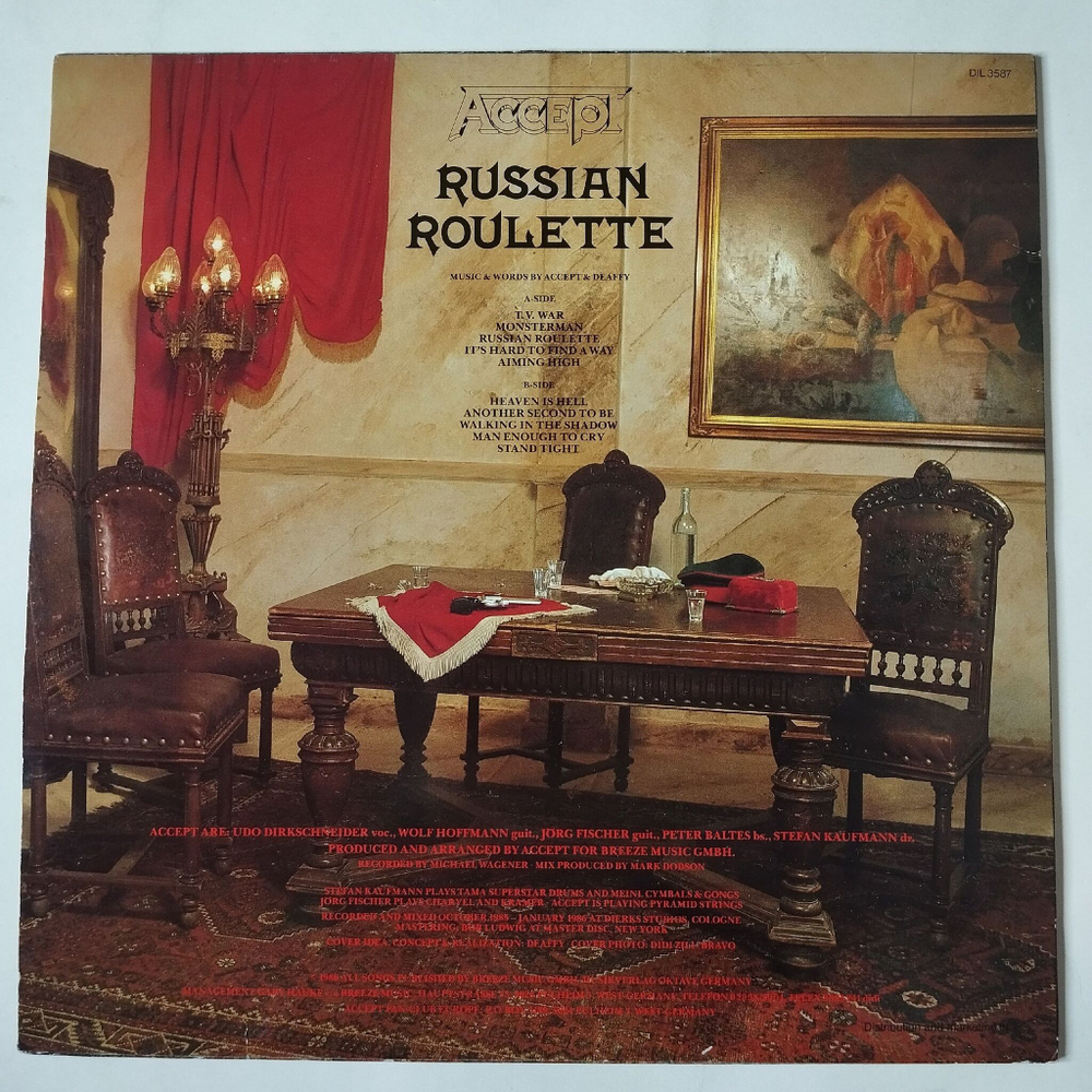 Винтажная виниловая пластинка LP Accept Russian Roulette (Бельгия 1986)