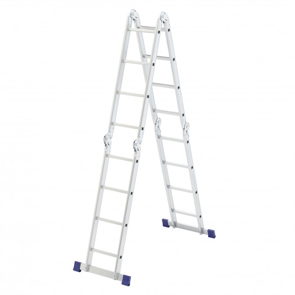 Лестница-трансформер, 4 х 4 ступени, до 5,15 м, шарнирная, алюминиевая, Сибртех, 97882