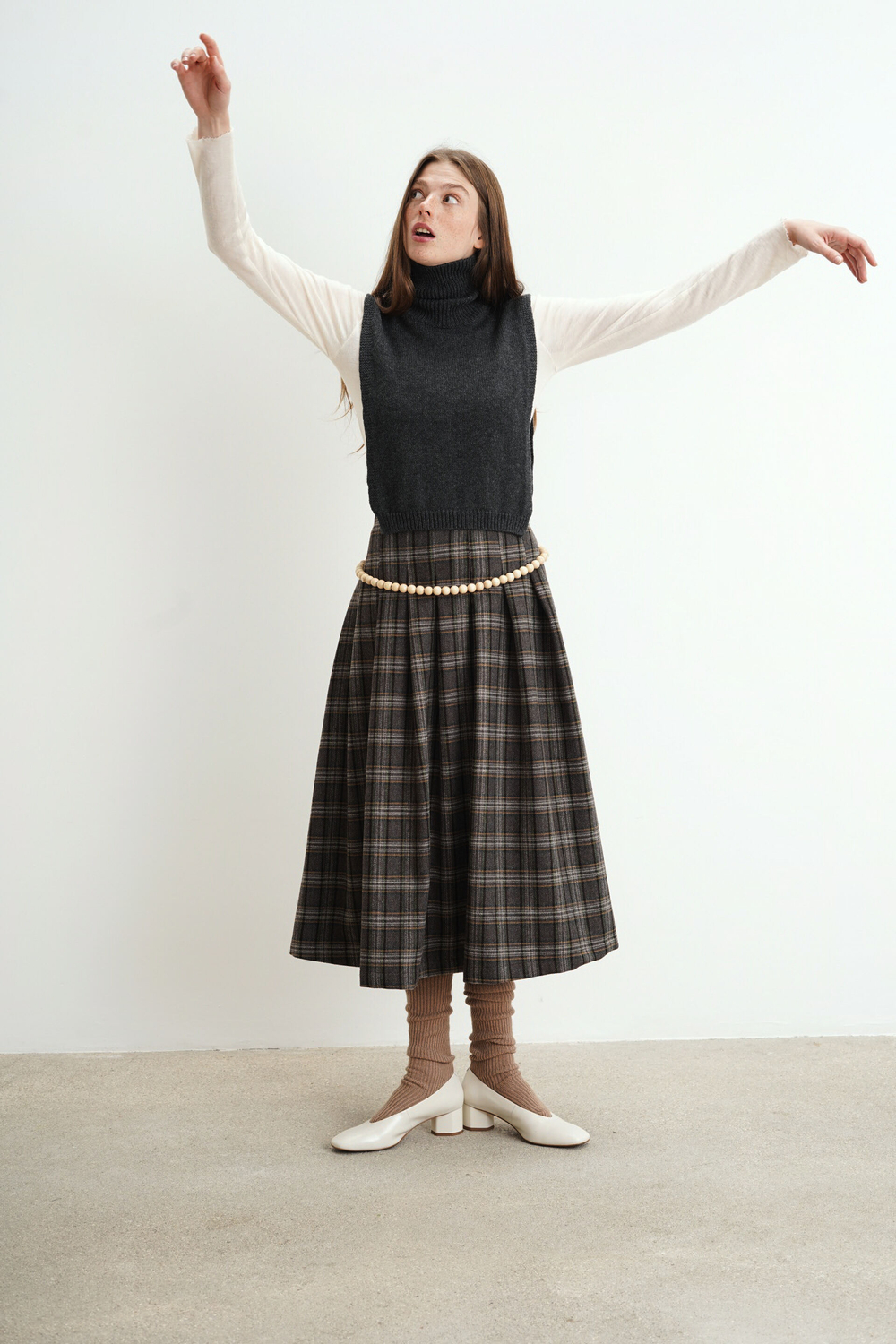 Манишка из кашемира с мериносом цвета графит ПРЕДЗАКАЗ