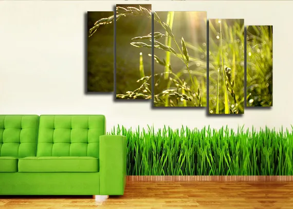 Модульная картина "Трава после дождя"