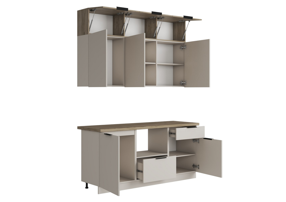 БОХО Кухня 1,8 м Кашемир / Дуб крафт серый