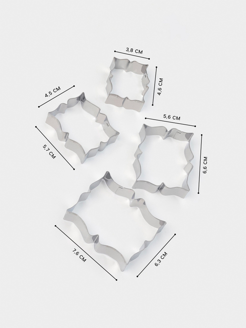 Формы для печенья «Рамка для пожелания», набор 4 шт., нержавеющая сталь, серебристые
