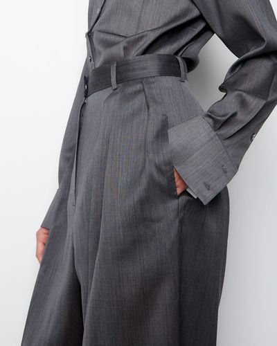 Брюки из шерсти и шелка Диор серый