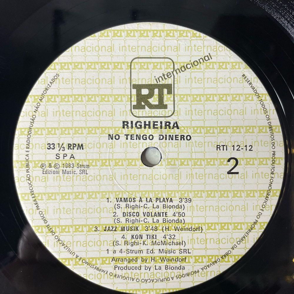 Винтажная виниловая пластинка LP Righeira (Португалия 1983)