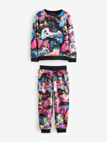 Пижама флисовая для мальчика Next B88-710, Черный, Желтый, Красный