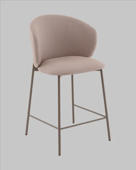 Полубарный стул Blaze 60 см, бежевый велюр, бежево-серые ножки