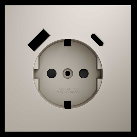 Накладка для розетки с заземлением и защитными шторками с USB A+C S70 (кашемир) Voltum VLS001003
