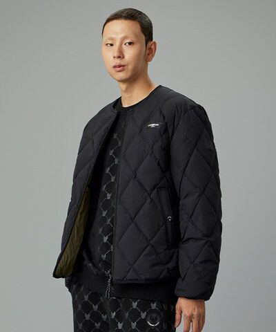 Двусторонний легкий стеганный пуховик без воротника