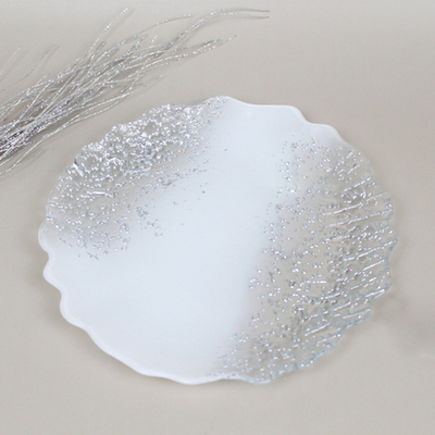 Тарелка 21см «Аура» белое серебро