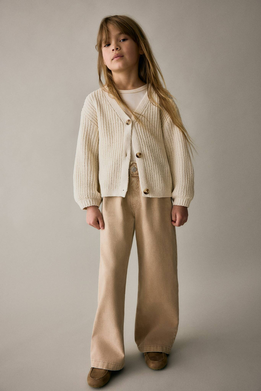 H&M Джинсы широкого кроя, бежевый