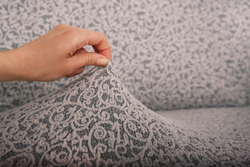 Чехол на стул с оборкой Жаккард, цвет Слоновая кость, Набор 6 шт.