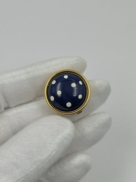 Накладка на пуговицу синяя в горошек