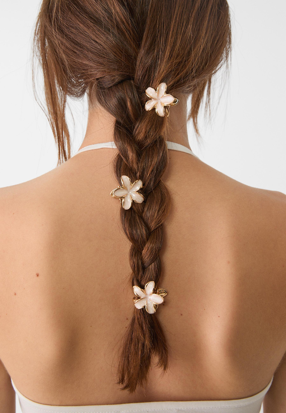 STRADIVARIUS Набор из 6 мини-заколок для волос в виде цветов, экрю