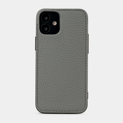 Чехол-накладка для iPhone 12 Mini из натуральной кожи теленка, стального цвета