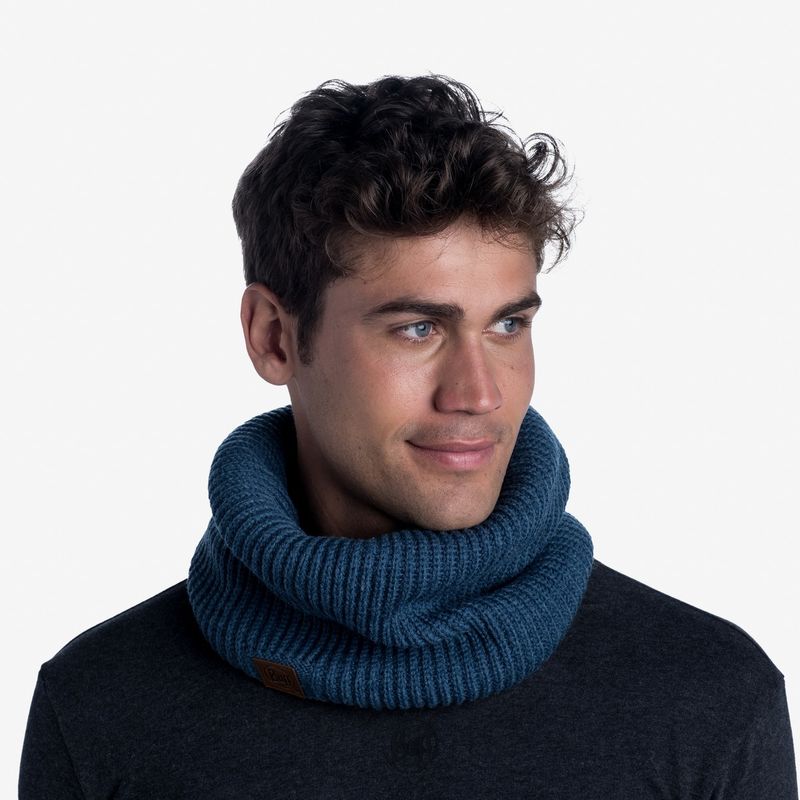 Вязаный шарф-труба с флисом Buff Neckwarmer Knitted Polar Rutger Steelblue Фото 2