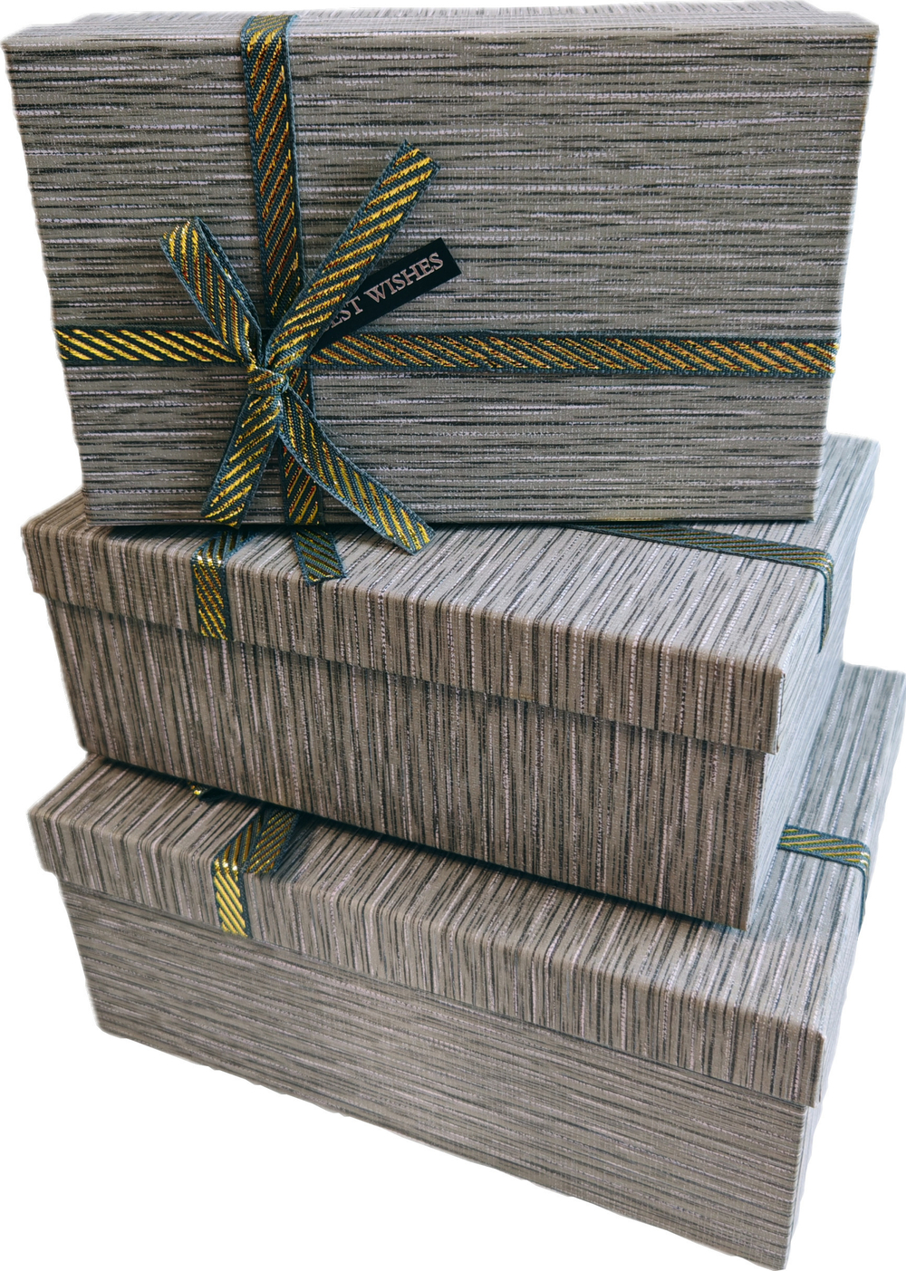 Набор подарочных коробок 3в1 с бантом, серый 19*12*6.5, 21*14*8, 23*16*9.8см