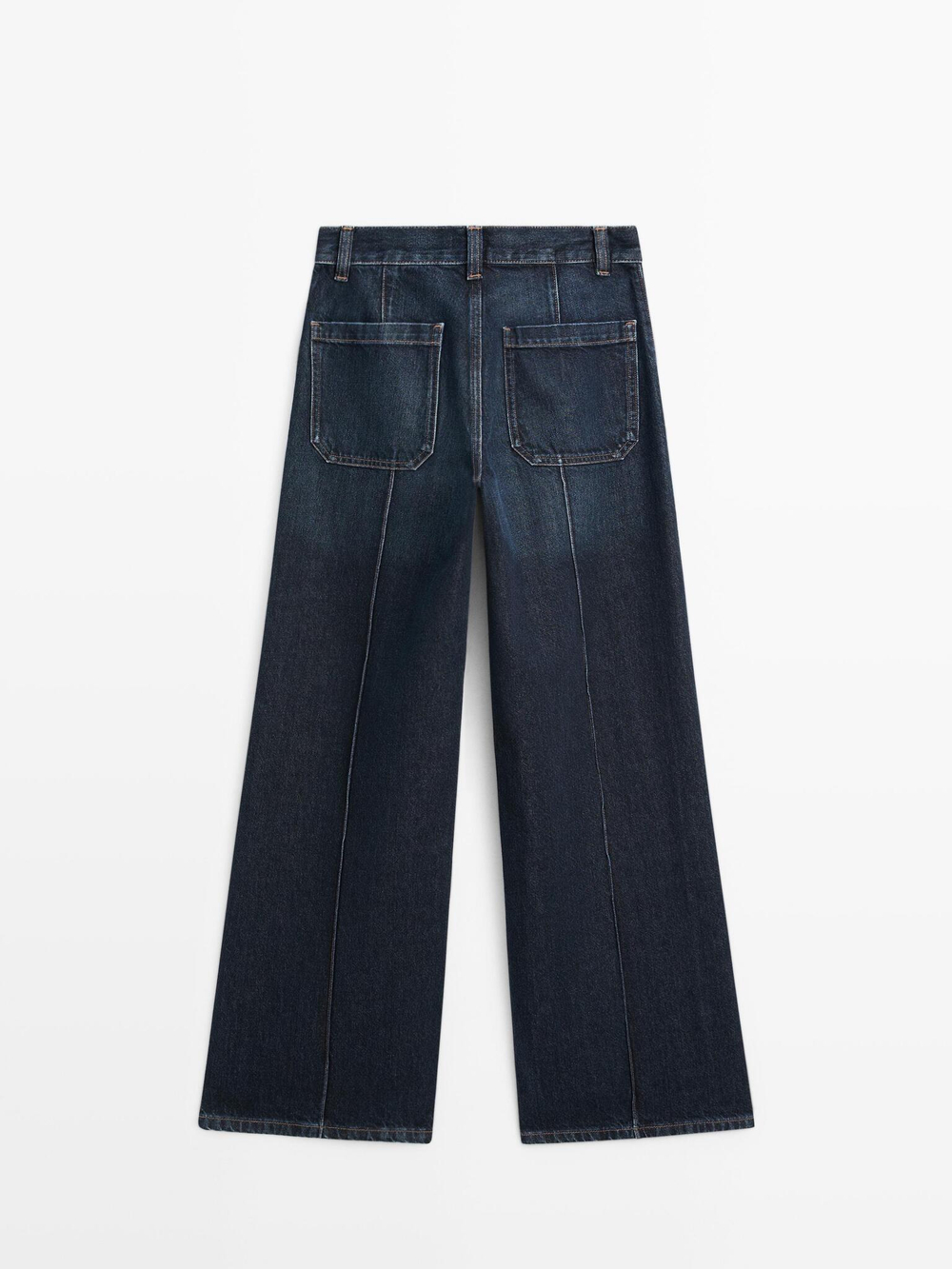 Massimo Dutti Джинсы со средней посадкой и широкими штанинами, средне-синий