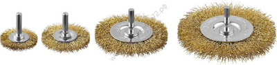 ЗУБР 4 шт., 38/50/75/100 мм. витая латунированная стальная проволока, Набор дисковых щеток крацовок , Профессионал (3521-H4_z03)